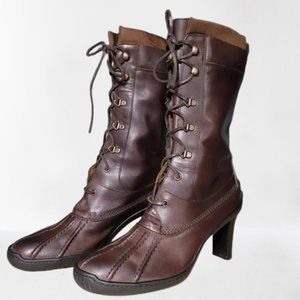 Women's Ralph Lauren Purple Label Leather Boots With Heel -  8.5B